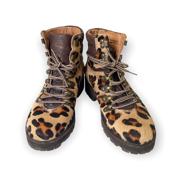 Free People Leopard Calf Hair Icon Hiker Boots, Size 38EU - Picture 4 of 13